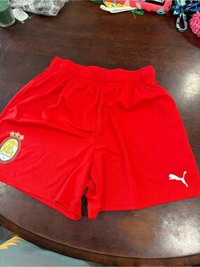 Puma Red Kids Athletic Shorts with White Puma Logo
